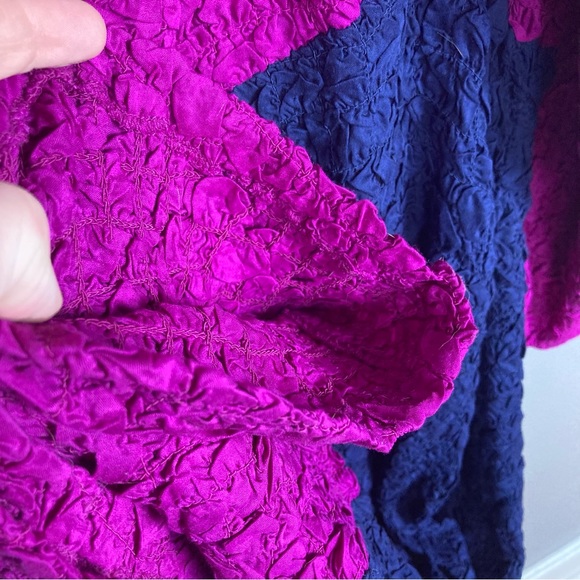 NWT Mara Hoffman Freya Popcorn midi Dress long sleeve blue and pink Plus size 3X - Picture 8 of 12